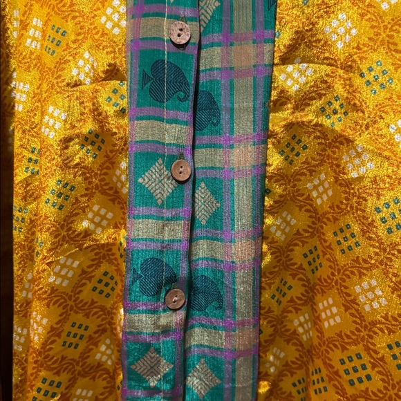 NWT Kantha Bae Silk Bowie Muu Jumpsuit Green/Gold - Picture 10 of 11